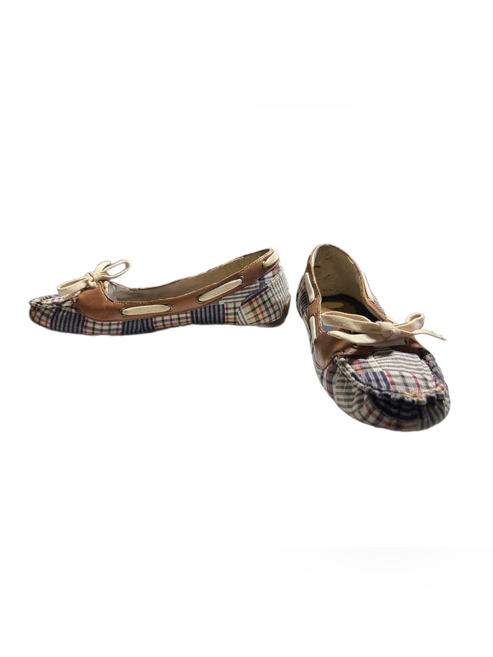 Plaid Leather-Trim Ballet Flats - Brown Plaid - Picture 2 of 6